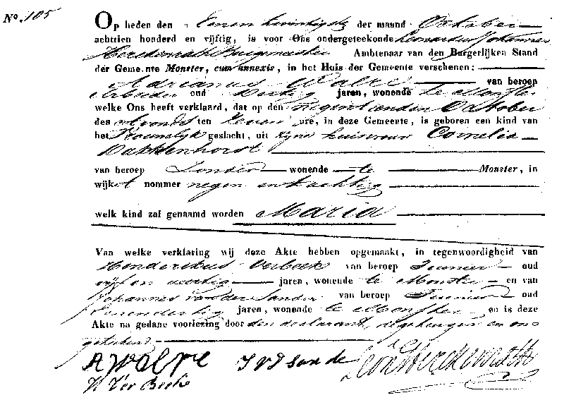 18501021 geb akte 105 Maria dv A Walre - C Dakkenhorst